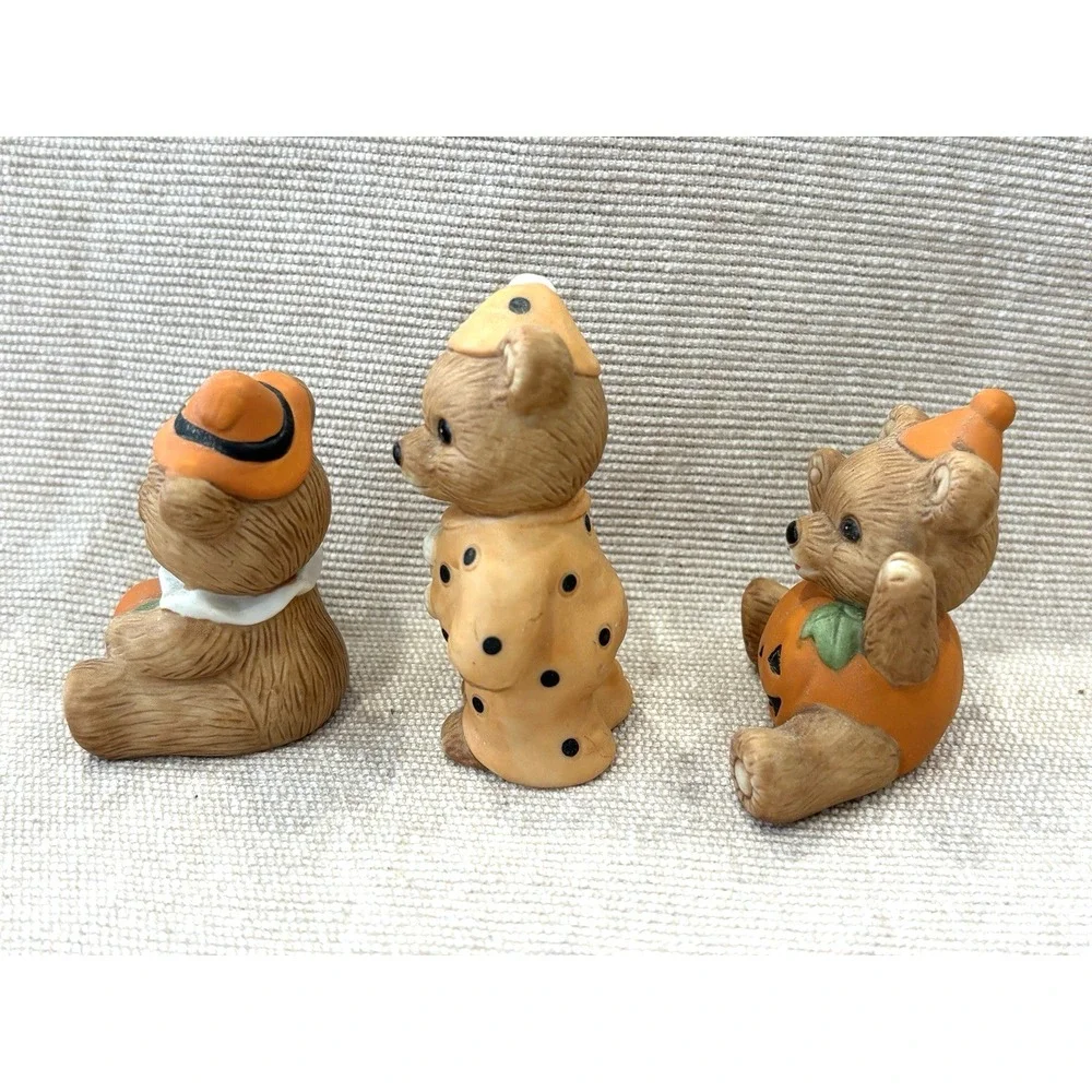 Vintage Halloween Trick or Treat Bears Set Of 3 Ceramic Homco Figurines